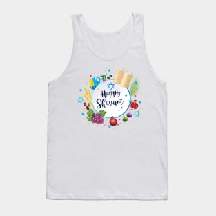 Happy Shavuot - Jewish Holiday greeting card, torah, traditional seven species Tank Top